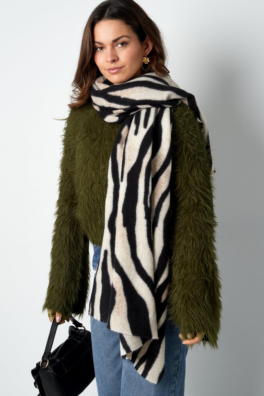 Schal mit Zebra-Print - Schwarz und Weiß Bild2